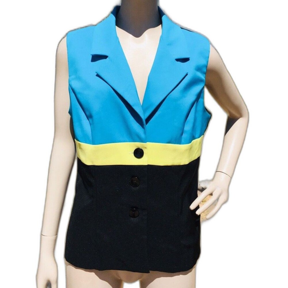 Vintage Giorgio Fiorlini Women's Sleeveless Color Block Button-Down Vest Size 14